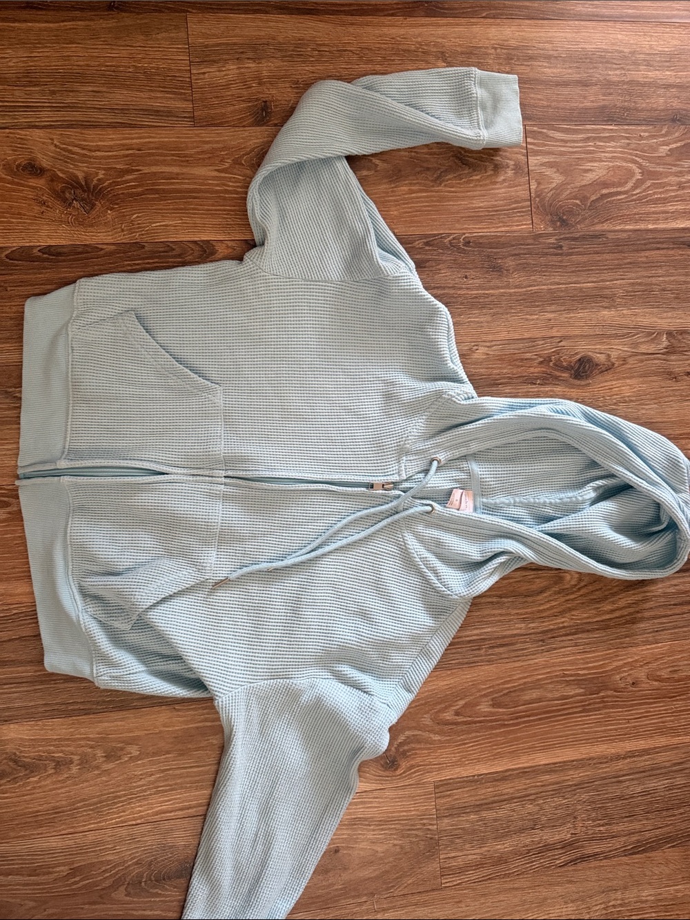 Auden Pale Blue Waffle Zip Thermal Hoodie